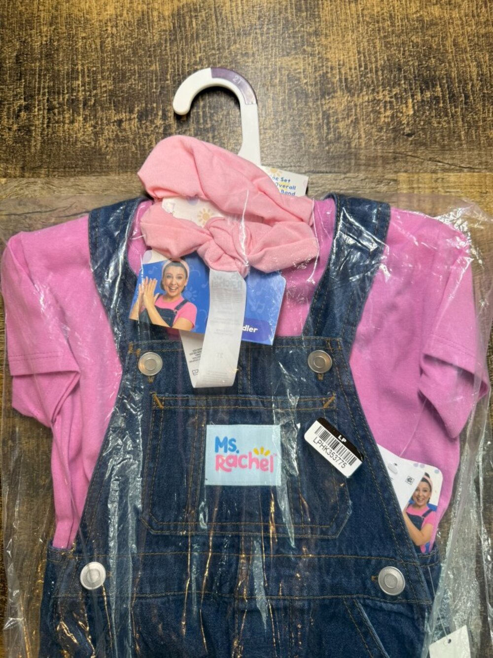 NWT Ms. Rachel Girls Denim Overalls & Pink Shirt Costume Set